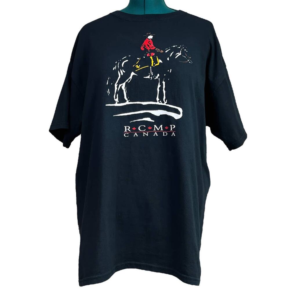 RCMP Royal Canadian Mounted Police Horse & Rider Canada Tee Shirt XL Black